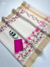 MG 599 Linen With Gold Jari Online Border Printed Saree Wholesale